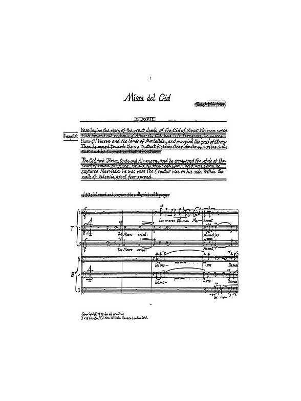 Judith Weir: Missa Del Cid For Speaker And Chorus