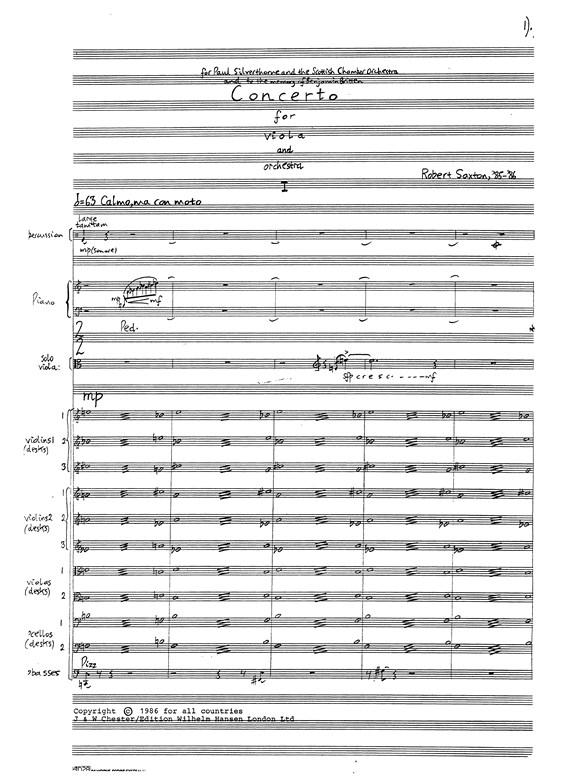 Robert Saxton: Viola Concerto (Full Score)