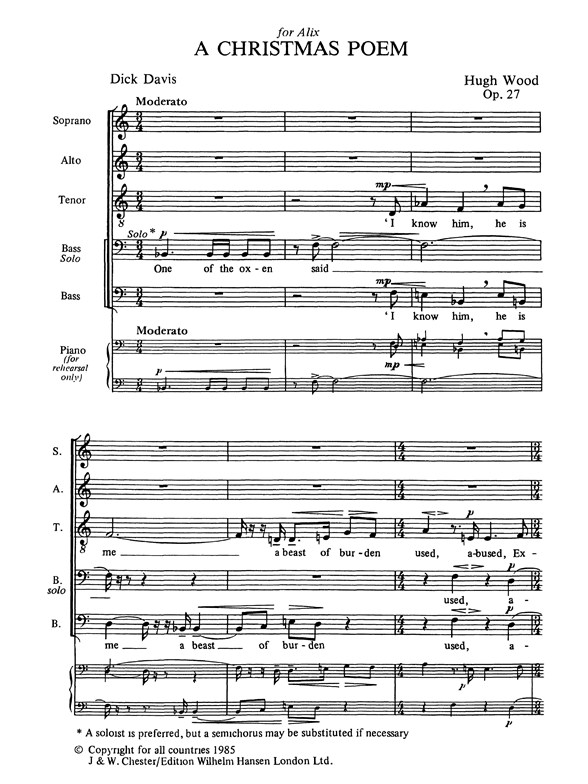 Hugh Wood: A Christmas Poem Op.27