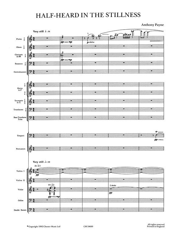 Anthony Payne: Half Heard In The Stillness for Orchestra (Study Score)