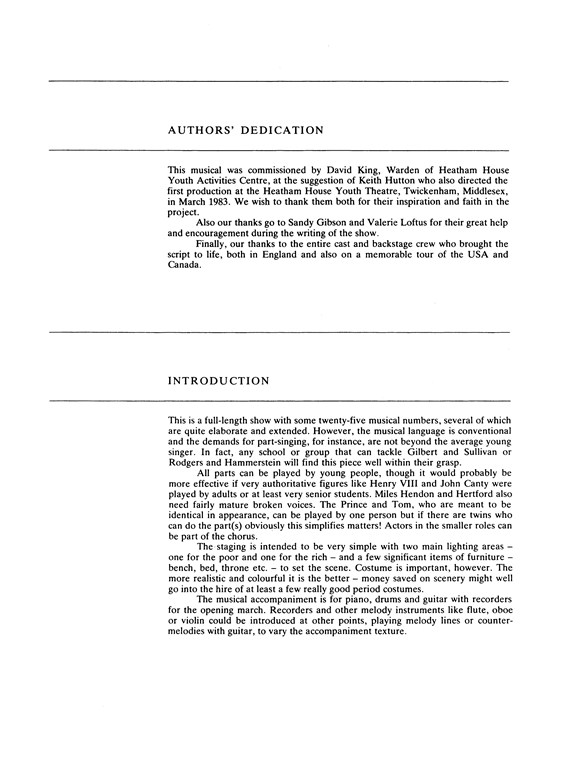 The Prince And The Pauper Libretto/Melody Part