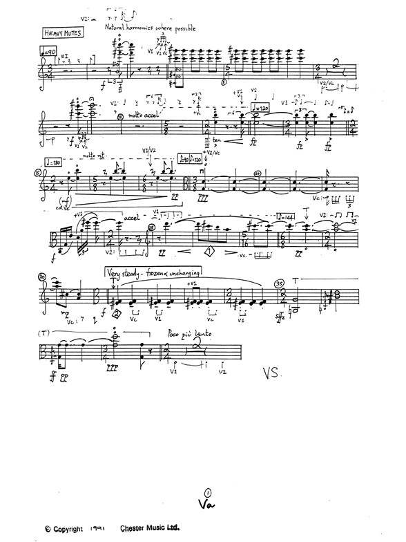 Benedict Mason: String Quartet No1 (Set of Parts)