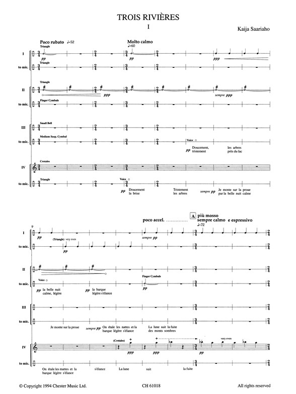 Kaija Saariaho: Trois Rivieres (Score)