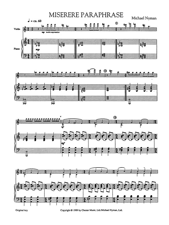 Michael Nyman: Miserere Paraphrase (Violin/Piano)