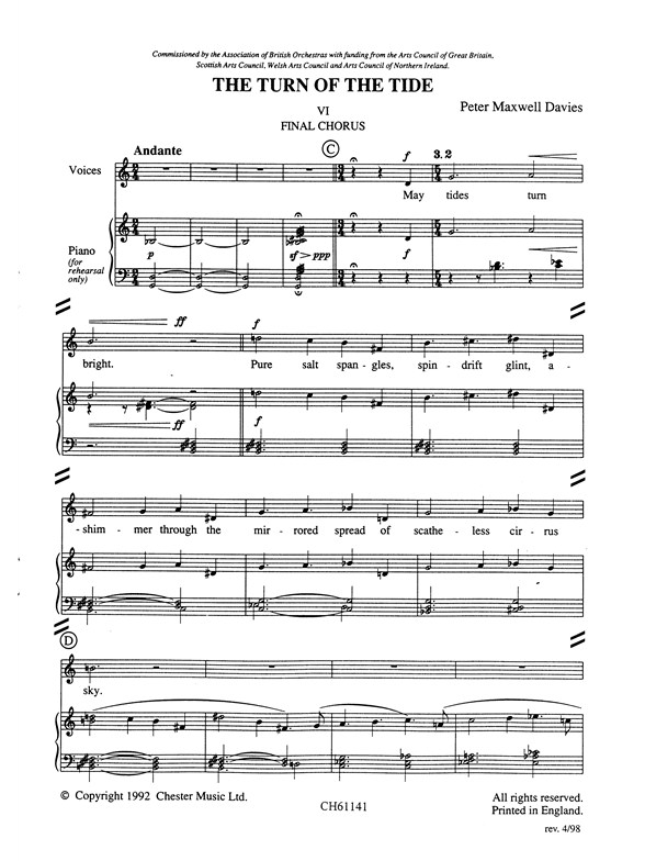 Peter Maxwell Davies: Turn Of The Tide, Final Chorus (Chorus Part)