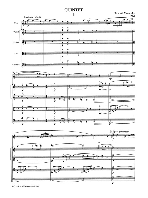 Elizabeth Maconchy: Oboe Quintet (Score)