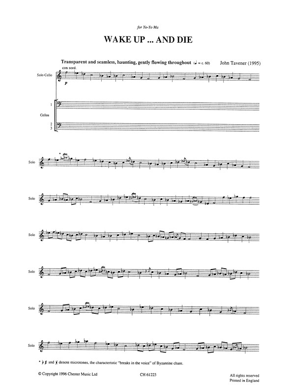 John Tavener: Wake Up And Die (Score and Parts)