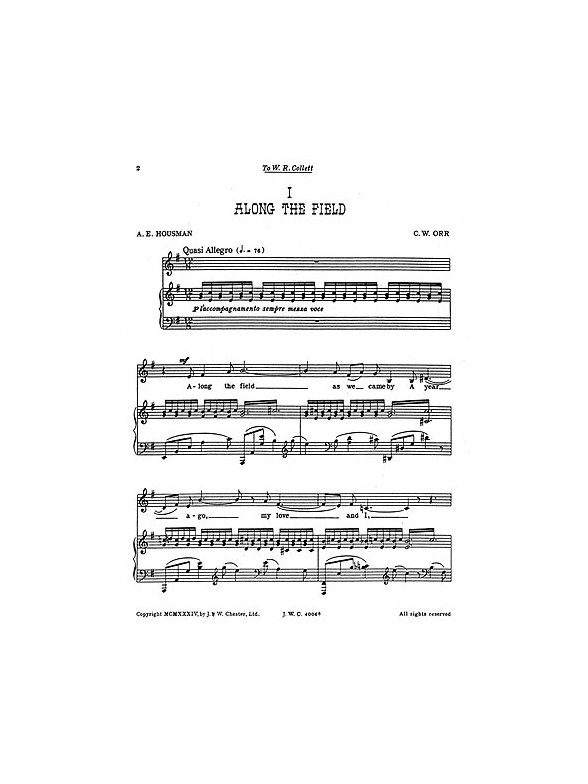 C.W. Orr: Song Cycle From 'A Shropshire Lad'