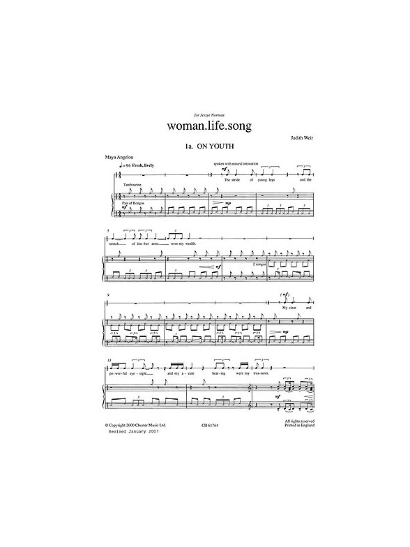 Judith Weir: Woman.Life.Song (Vocal Score)
