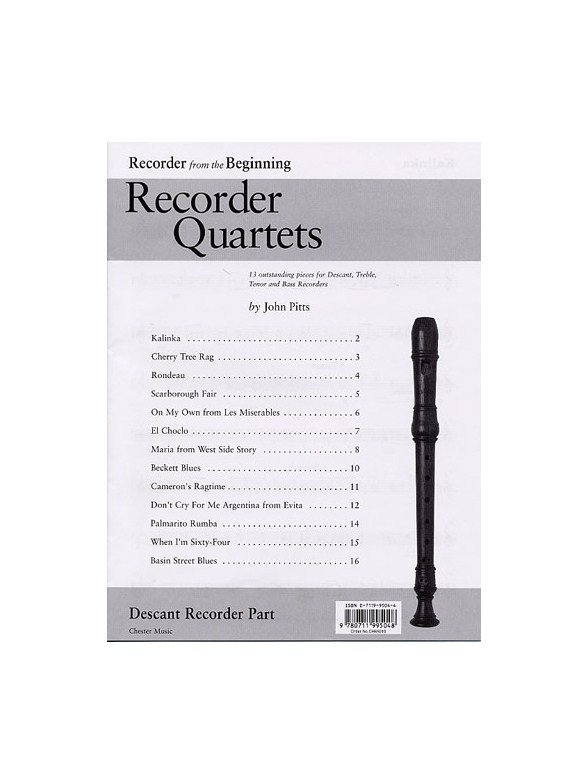 Recorder Quartets: Descant Recorder Part