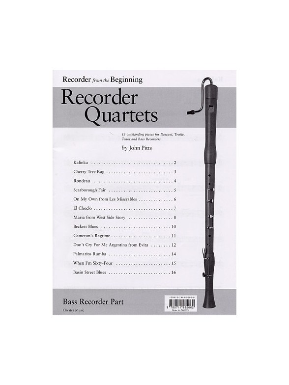 Recorder Quartets: Bass Recorder Part