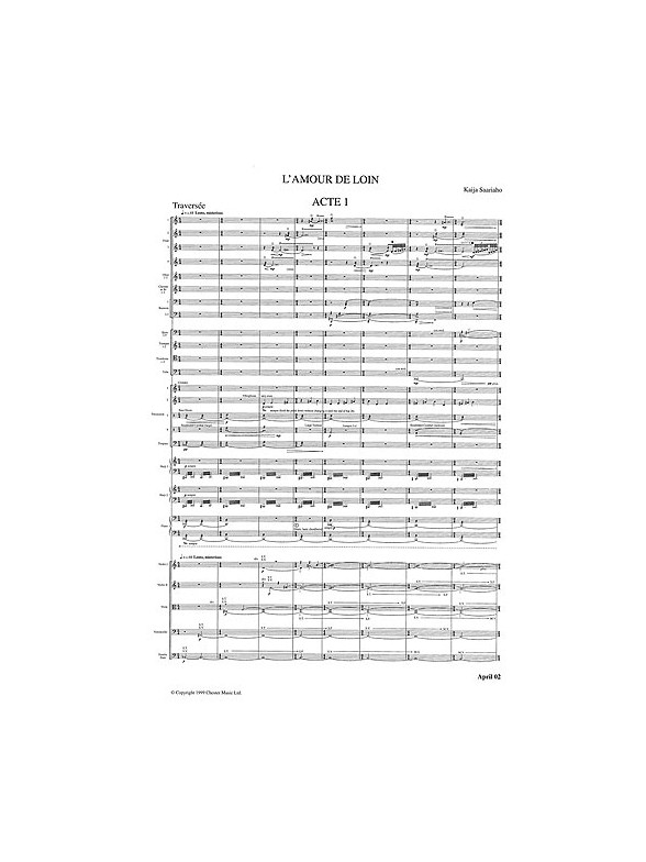 Kaija Saariaho: L'amour De Loin (Full Score)