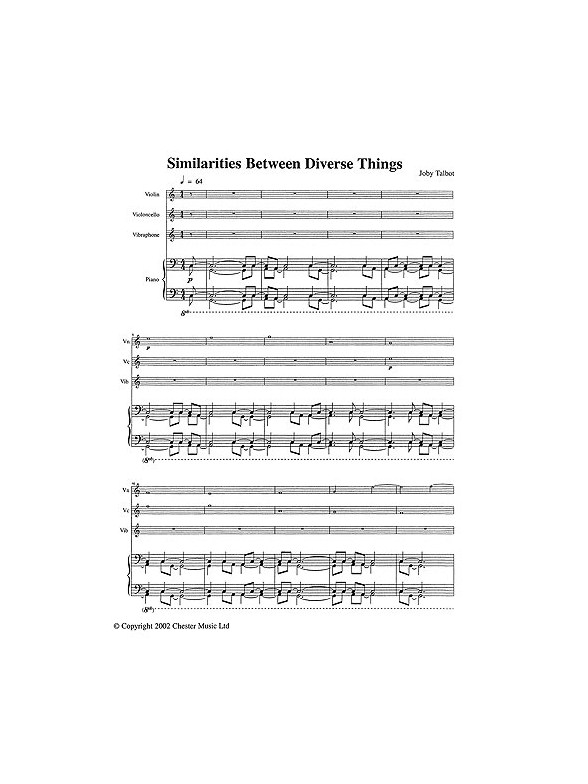 Joby Talbot: Similarities Between Diverse Things (Score And Parts)