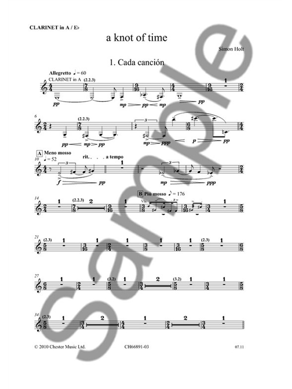 Simon Holt: A Knot Of Time - Parts (Soprano/Chamber Ensemble)