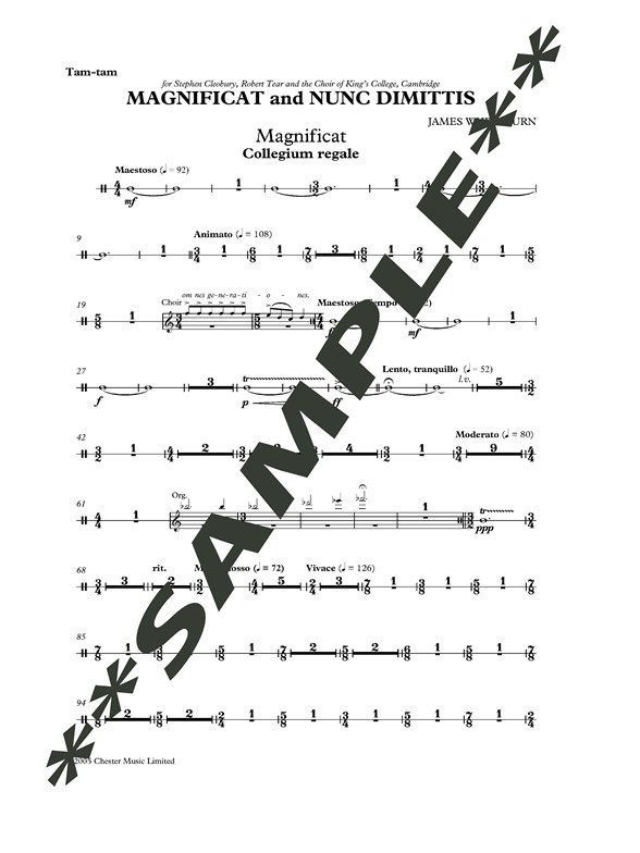 James Whitbourn: Magnificat and Nunc Dimittis (Tam Tam Part)
