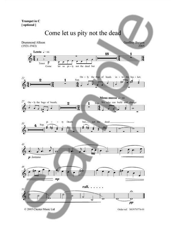 Geoffrey Burgon: Come Let Us Pity Not The Dead (Trumpet Part)