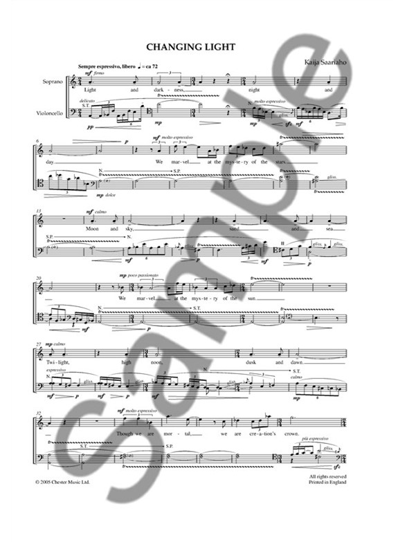 Kaija Saariaho: Changing Light (Soprano/Cello)