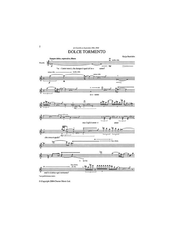 Kaija Saariaho: Dolce Tormento (Solo Piccolo)