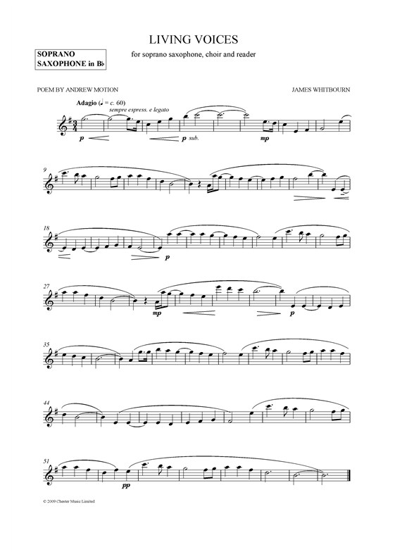 James Whitbourn: Living Voices (Soprano Saxophone Part)