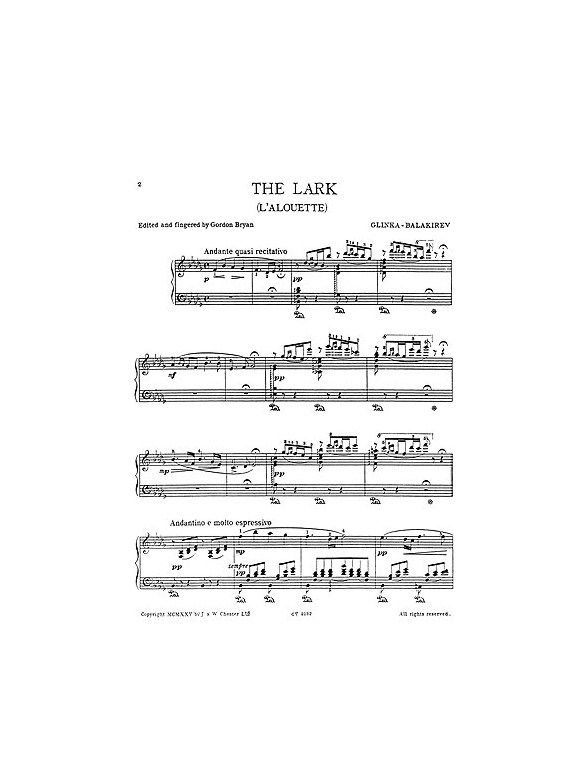 Balakirev/Glinka The Lark Pf