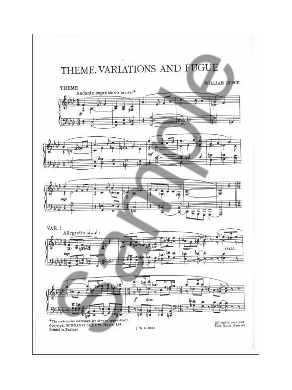 Busch, W Theme, Variations And Fugue Piano
