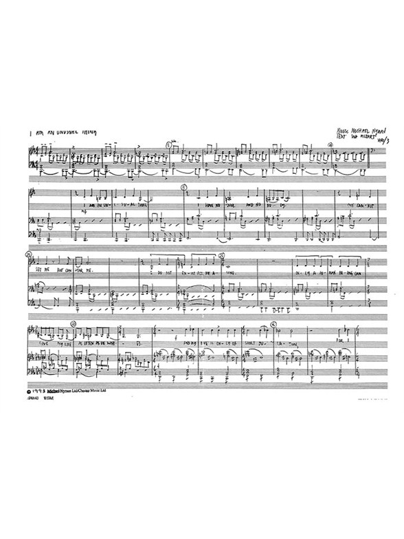 Nyman: I Am An Unusual Thing (Score)