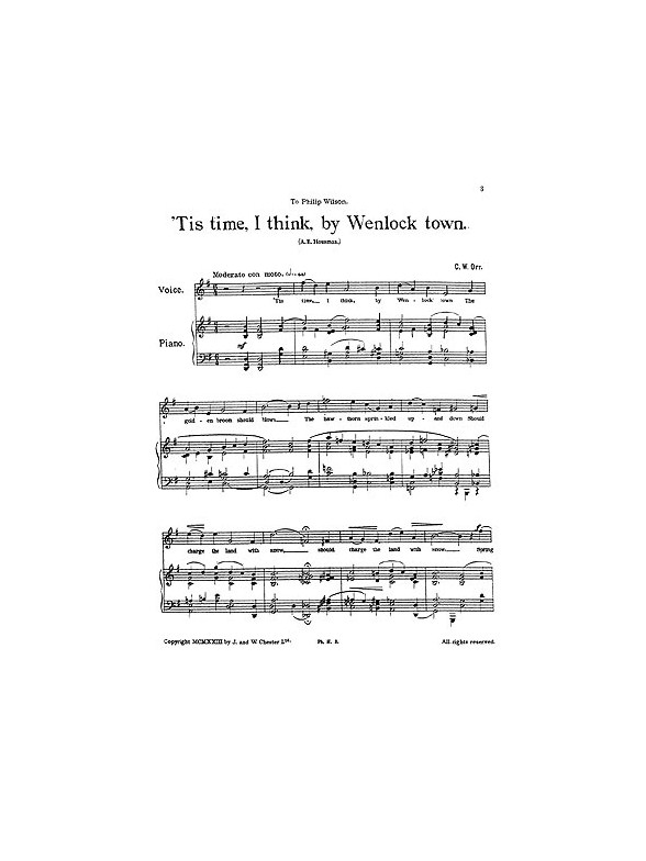 C.W. Orr: Two Songs From A Shropshire Lad (Voice/Piano)