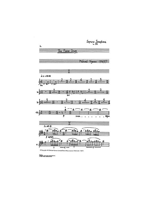 Michael Nyman: The Piano Sings (Parts) Soprano Saxophone And String Quartet