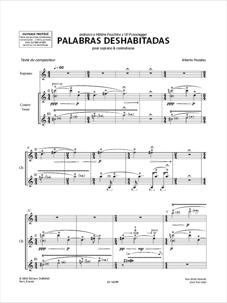 Palabras deshabitadas : pour soprano & contrebasse
