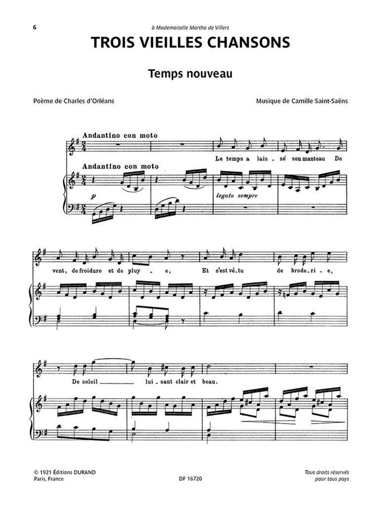 Trois Vielles Chansons : pour chant et piano