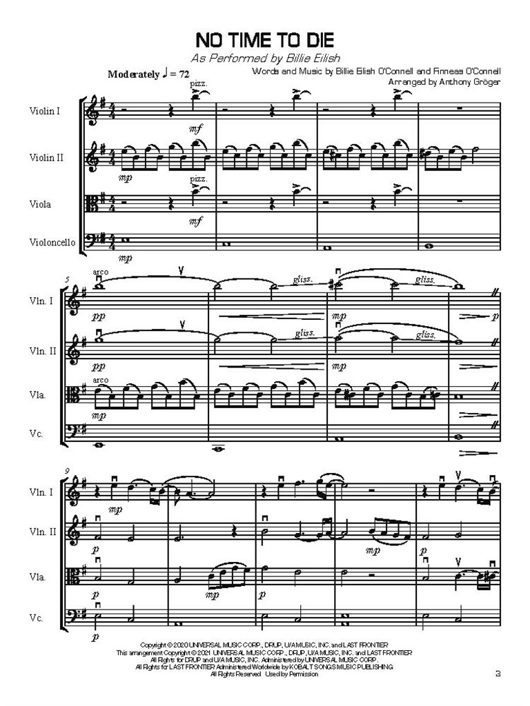 No Time To Die : As Performed by Billie Eilish