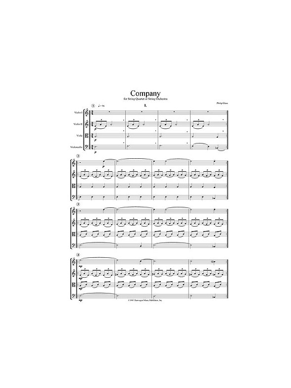 Philip Glass: String Quartet No 2 'Company' (Score)