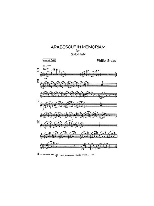 Philip Glass: Arabesque In Memoriam (Solo Flute)