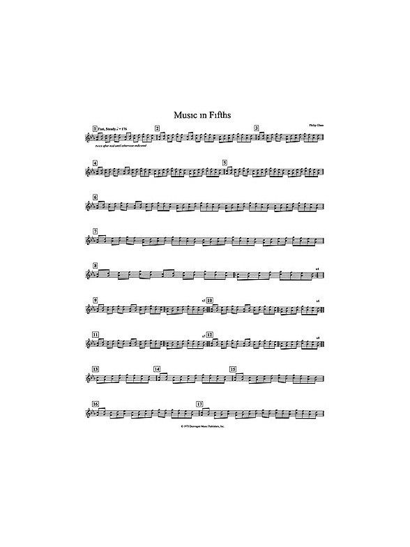 Philip Glass: Music In Fifths (Performance Score)