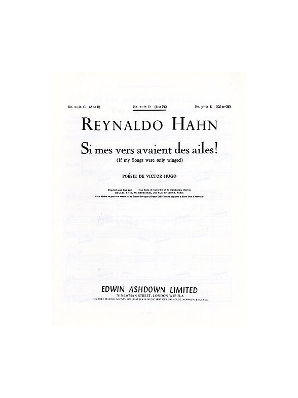Reynaldo Hahn: If My Songs Were Only Winged (Si Mers Vers Avaient Des Ailes!)