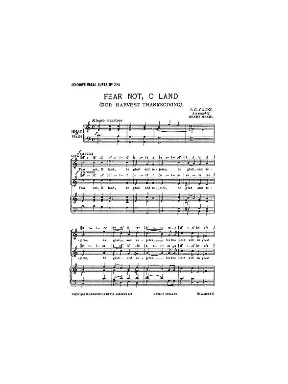 S.C. Cooke: Fear Not, O Land