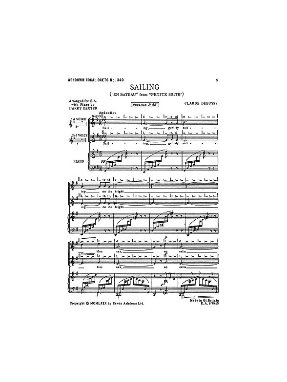 Debussy: Sailing (SA/Piano)