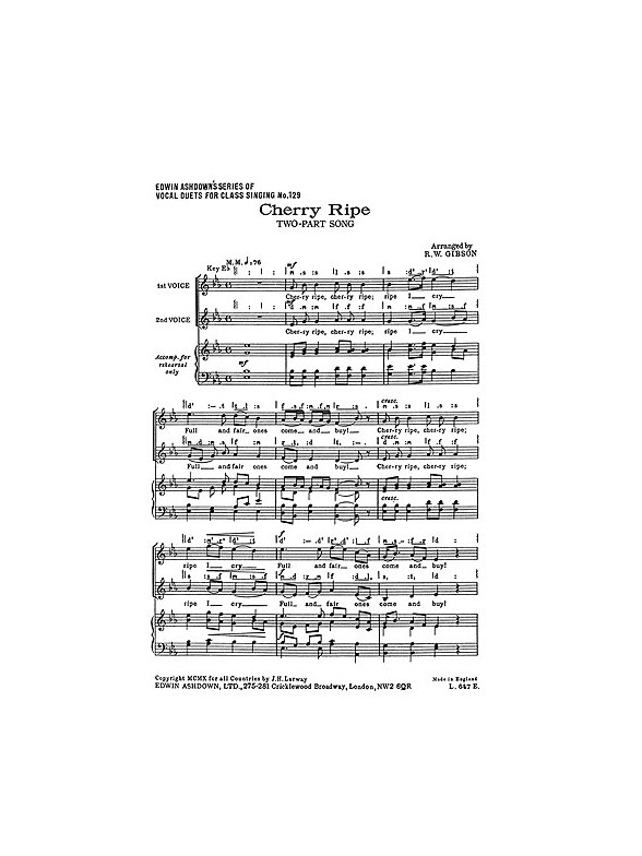R.W. Gibson: Cherry Ripe (2-Part)