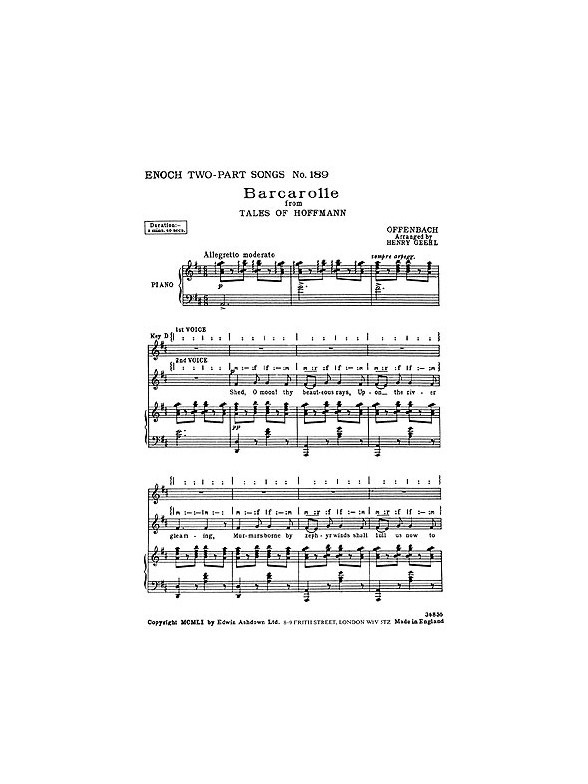 Jacques Offenbach: Barcarolle (Tales Of Hoffmann) - (2-Part)