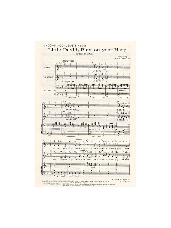 Little David Play On Your Harp (2-Part/Piano)