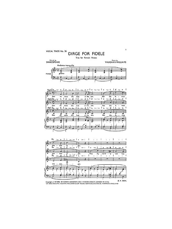 Vaughan Williams: Dirge For Fidele (SSA)