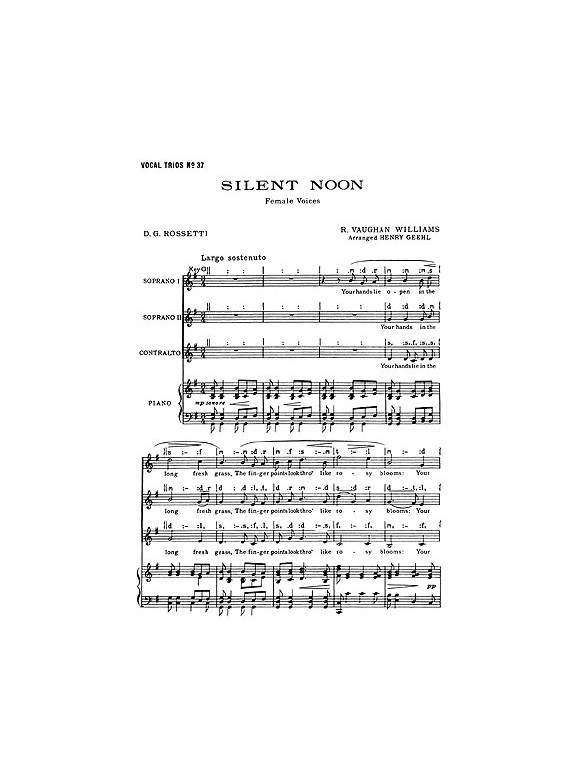 Ralph Vaughan Williams: Silent Noon (SSA/Piano)