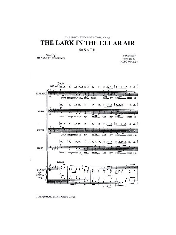 The Lark In The Clear Air (SATB arr. Rowley)