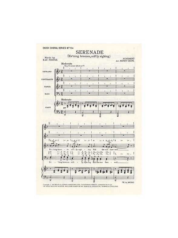 Franz Schubert: Serenade- Ev'ning Breezes, Softly Sighing (SATB/Piano)