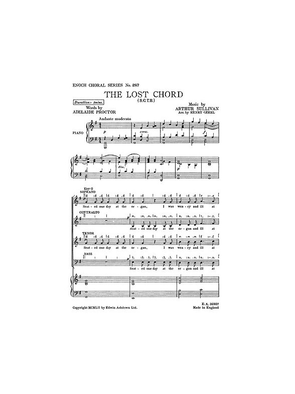 Arthur Sullivan: The Lost Chord (SATB)