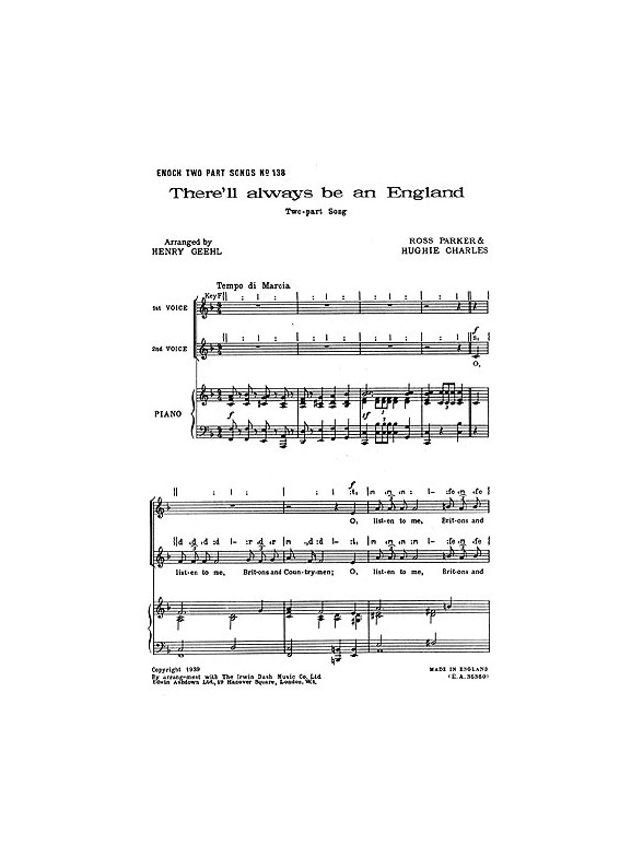 Ross Parker And Hughie Charles: There'll Always Be An England (2-Part And Piano)