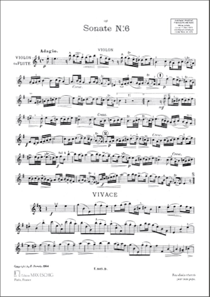Sonate N 06 En Mi Mineur Vl Ou Fl-Piano