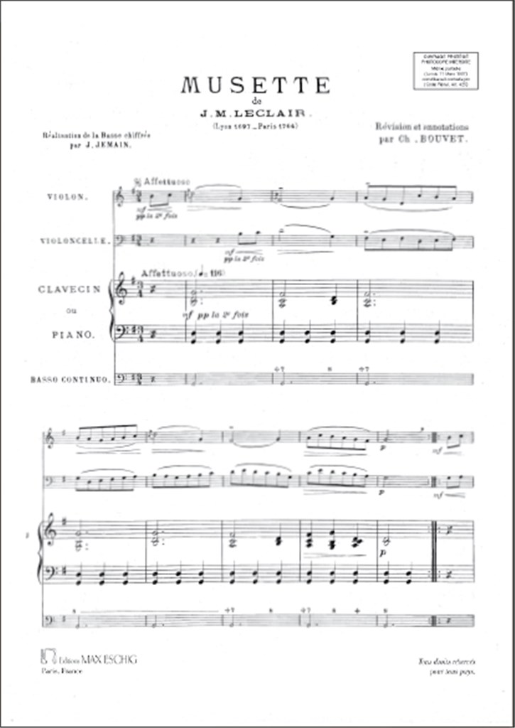 Musette Violon-Vlc-Piano Ou Clavecin (Bouvet