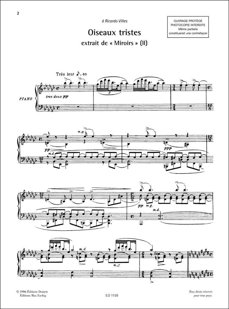 Oiseaux Tristes Piano (Miroirs N 2)
