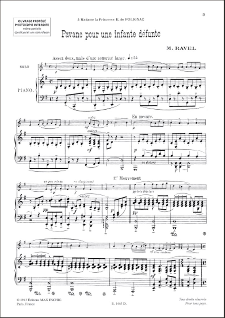 Pavane Pour Une Infante Defunte Cor Anglais-Piano